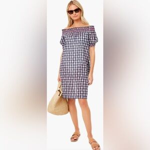 Tuckernuck Beach Embroidered Bleu Check Toulon Coverup Large